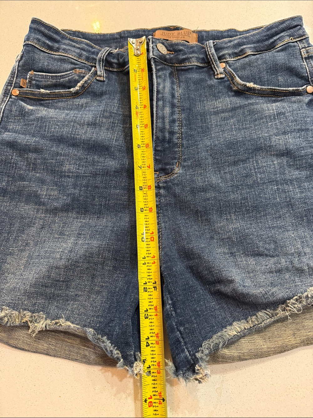 Judy Blue Blue Frayed Hem Denim Shorts Size XL - Picture 5 of 8